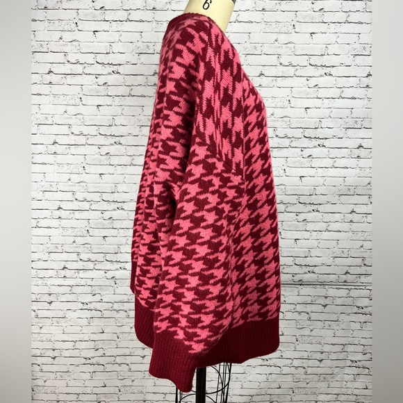 AVA & VIV | NWOT Pink & maroon pullover houndstooth sweater size 4X - Picture 3 of 7